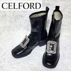 美品❤️セルフォード ビジュー付きローファーショートブーツ 22.5