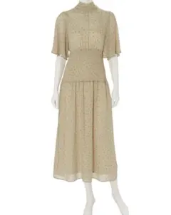 mercuryduo ドットシャーリングプリーツバックリボンワンピース