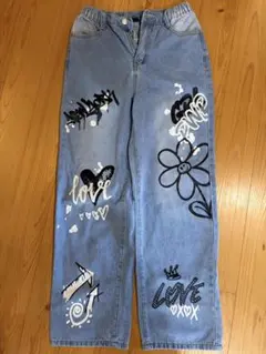 SHEIN グラフィティプリント デニムパンツ 12Y