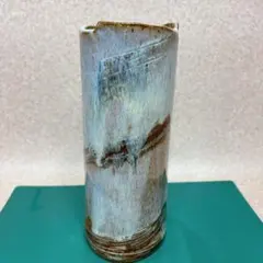 花瓶　生け花　自由花　生花　華道　陶器製手作り 青茶グラデーションA５９６