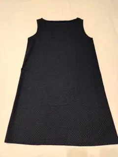 ハンドメイド　レディース ノースリーブ チュニック 小花柄 ネイビー　体型カバー