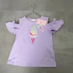 mezzo pianoサーティワン アイスクリーム肩開きTシャツラベンダー140