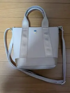 オペークドットクリップ　ベージュ 合成皮革 トートバッグ