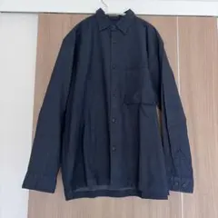 ダークブルー 長袖シャツ ルーズフィット