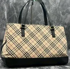 BURBERRY トートバッグ ノバチェック キャンバス レザー ロゴプレート