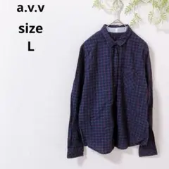 ♡a.v.v♡チェックシャツ ブラウス 長袖 ネイビー×レッド