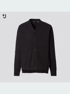 【美品】ユニクロ+J シルクコットンVネックカーディガン（長袖）ブラック L
