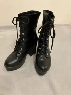 厚底レースアップブーツ　ブラック　36サイズ