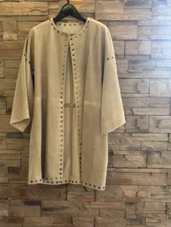 DAMA collectionラムレザーノーカラーコート