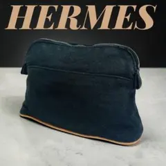 美品 エルメス ポーチ HERMES フラット ボラボラ ブラック S メンズ