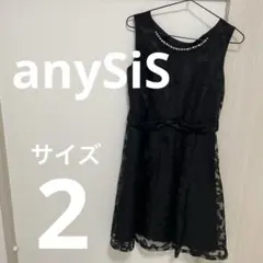 【美品】エニィスィス anySiS ワンピース ドレス 花柄 黒