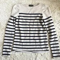 【Drawer】ドゥロワー カシミヤ100% 9G ボーダーパフスリーブニット Drawer（ドゥロワー）の「DRAWER カシミヤ9G ボーダー