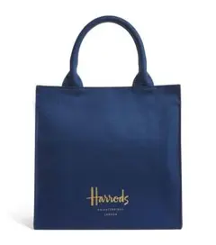 新品 Harrods ハロッズ コットン ロゴ トートバッグ S ブラック 黒 