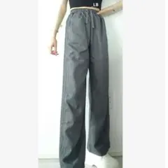 SHEIN ワイドパンツ サイドライン カジュアルパンツ イージーパンツ L