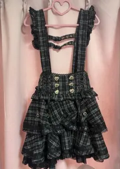 LIZLISA はしごリボンツイードティアードスカパン ブラック