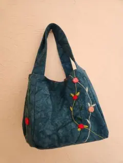 手刺繍 正方形帆布トートバッグ