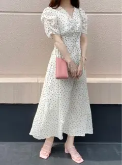 GRL グレイル ドット柄 バックレースアップフレアワンピース[js08]
