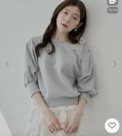 Tシャツ 7分袖 肩リボンワンショルルーズスウェット Chico オフショル