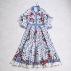 Liang Dian Yi Zu 花柄 プリーツ ワンピース レトロ レース