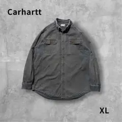 Carhartt 2012年製フェードワークシャツジャケットXL相当カーキグレー