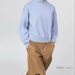 ユニクロ スムースコットンクルーネックセーター ブルー　M