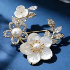パール ブローチ 花 桜 フォーマル 母の日 入学式　 ゴールド 卒業式