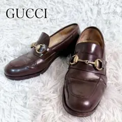 GUCCI グッチ ローファー 靴 ホースビット ゴールド金具 スエード 赤茶