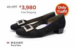 ビジュー付き黒パンプス 新品未使用