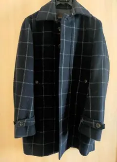 コート 紺 チェック柄 アウター
