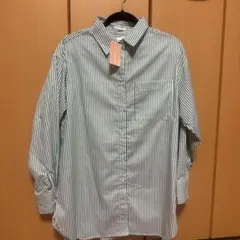 ストライプ柄 長袖シャツ グリーンのサムネイル