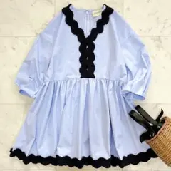 美品 現行 ユナイテッドアローズ タック フリルVネック ハーフスリーブ