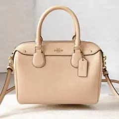 【美品】COACH ベージュ レザー ショルダーバッグ