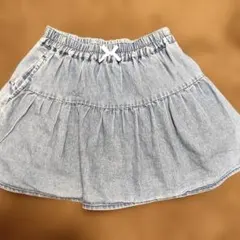 デニムブルー ティアードスカート　130
