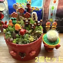 そのまま飾れる　くまちゃん入学式に出席するよ　くまの桜リメ缶に多肉植物寄せ植え