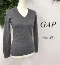 ♧GAP　イタリアンメリノウール　ニット　Vネック　袖ボタン　XS　グレー