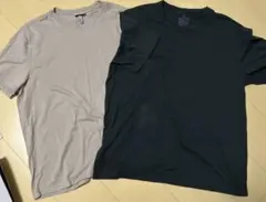 無印良品　H&M ベージュ ダークグリーン　クルーネック Tシャツ 2枚セット