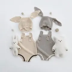ニットロンパースうさぎ耳