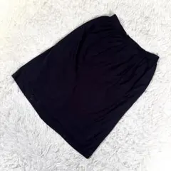レリアン【M相当】フレアスカート ひざ丈 無地 ネイビー アセテート混