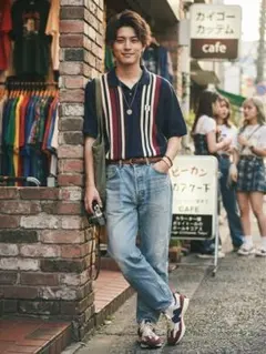 【希少】YSL サンローラン ポロシャツ ストライプ ヴィンテージ メンズMのサムネイル