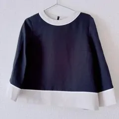 TIARA バイカラー ブラウス 長袖 ブラック×ベージュのサムネイル