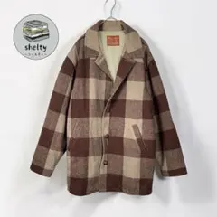 ヴィンテージ 古着 チェックコート ウールコート 毛 レーヨン