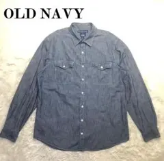 OLD NAVY シャンブレーシャツ レギュラーフィット 猫目ボタン XL
