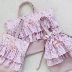 【ハンドメイド】入園入学グッズ(小花&リボン柄の2段フリル)