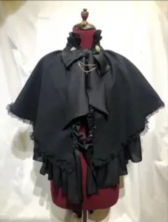 ジャボタイ付きマトンレッグスリーブブラウス 青M 華ロリ ゴシック 