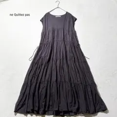 ヌキテパ　コットンナイロンノースリーブロングワンピース　M　インド製　ブラック ヌキテパ コットンナイロンノースリーブロングワンピース M インド製