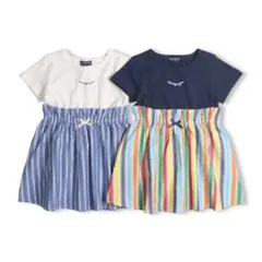 moujonjon ストライプ切替半袖ワンピース　m46300