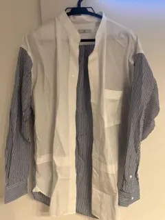 +J UNIQLO ストライプシャツ M ホワイト/ネイビー