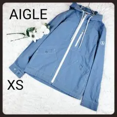 美品 エーグル リネン混 マウンテンパーカー XS フード付 春アウター 希少