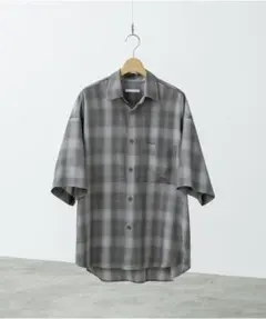 【WYM LIDNM】チェック 半袖シャツ メンズ OMBRE FLUFFY