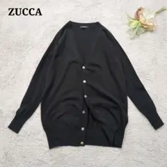ZUCCA ズッカ コットン ウール カーディガン 長袖 ブラック М